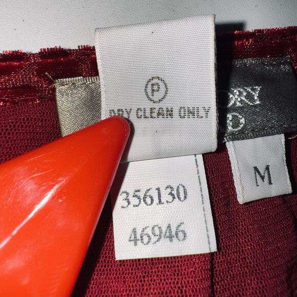 Burgundy Red MD Velvet Burnout Swirl V Neck Sleeved Wrap Dress Holiday Romance - Picture 6 of 6